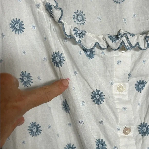 Sezane Blue and White Floral Blouse - Picture 7 of 7